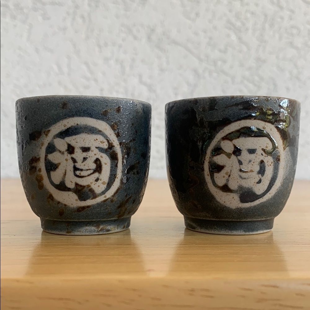 Ceramic sake cups   Grey & brown glaze